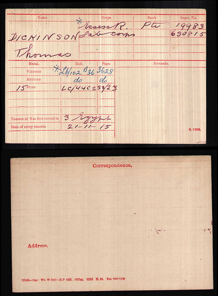 WW1. War medal. Dickinson. Essex Regiment