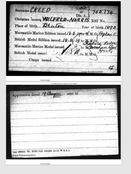 WW1. BWM & Mercantile Marine pair