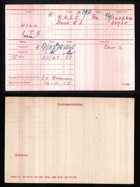 WW1. 1914-15 star trio. Hill. A.S.C./Durham L.I.. POW