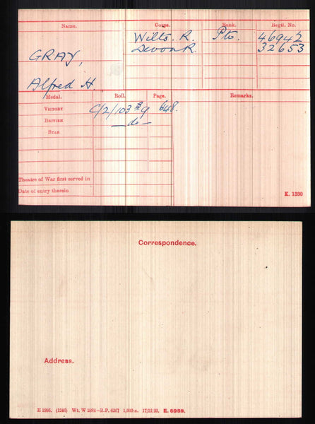WW1 pair to GRAY. Wiltshire Regt/Devonshire Regt.