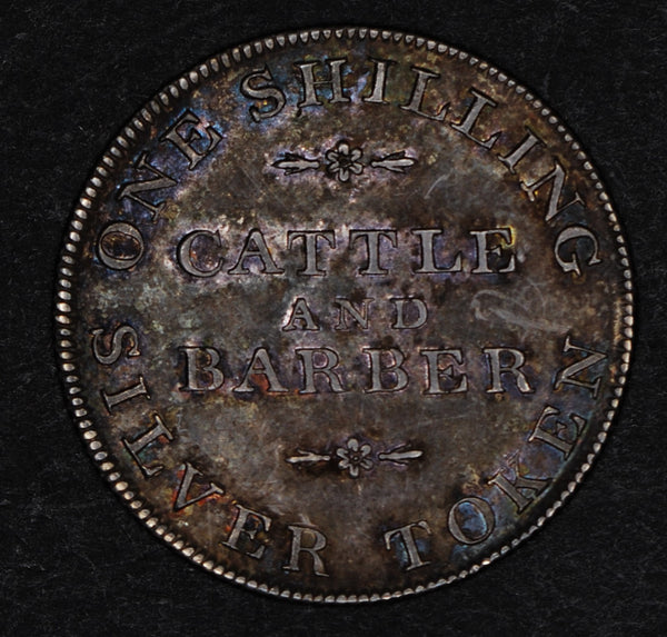 Shilling token. York. Cattle & Barber. 1811