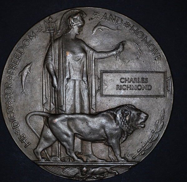 WW1 memorial plaque. (Full size) Charles Richmond ** RESERVED**